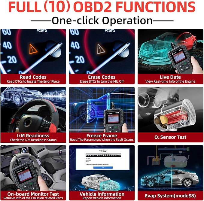 LAUNCH Creader 3001 OBD2 Scanner-2025 Upgrade Ver. Engine Fault Code Reader,Support O2 Sensor,Lifetime Free Update,Scanner for All OBDII Protocol Cars Since 1996