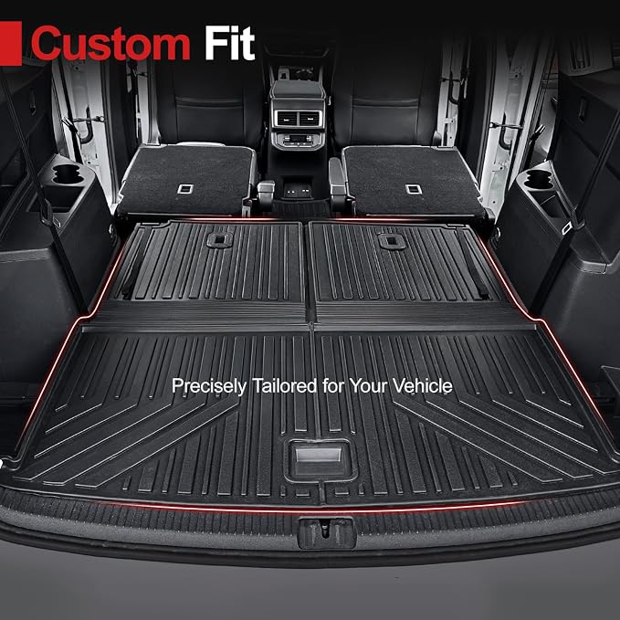 Cargo Mat for Volkswagen Atlas 2018-2025 2026 (Not for Cross Sport)-All Weather TPE Cargo Liner with Backrest Mat for VW Atlas SE SEL Peak Edition Accessories
