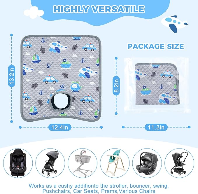 Car Seat Protector for Potty Training, 2 Pack Waterproof CarSeat Liner Toilet Training for Baby Infant Toddler, Dry Seat Piddle Pads Cover for Strollers (Plane-Grey)