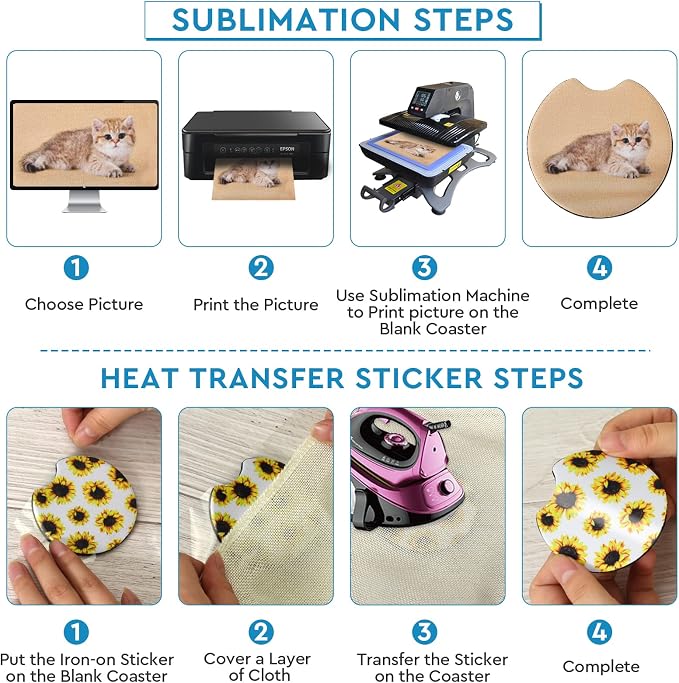 100PCS Sublimation Blank Car Coasters,2.75in/5mm Circular Opening Blank Sublimation Coasters for Thermal Sublimation Heat Transfer DIY Crafts Painting
