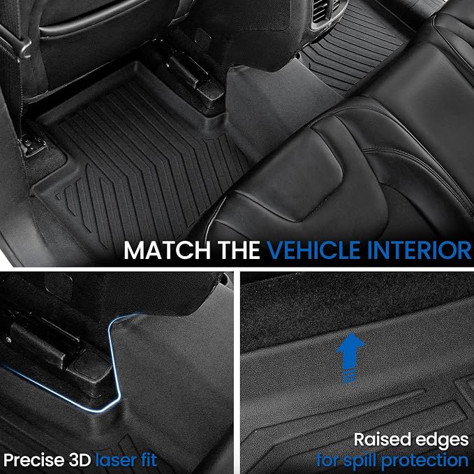 Floor Mats Set for 2019-2023 Jeep Cherokee, All Weather TPE Floor Liners Backrest Mat Trunk Mat Cargo Liner Door Sill Guards Accessories