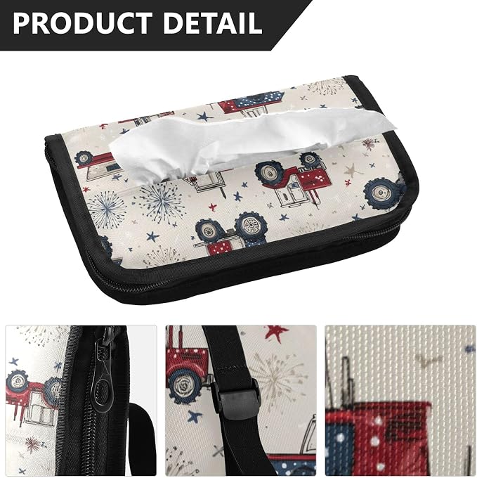 Car Visor Tissue Holder Mask Holder for Car, Car Tissue Box Sun Visor Napkin Holder Car Visor Accessories Adjustable Straps Reusable Durable Easy to Install Tractors July 4th Fireworks and St