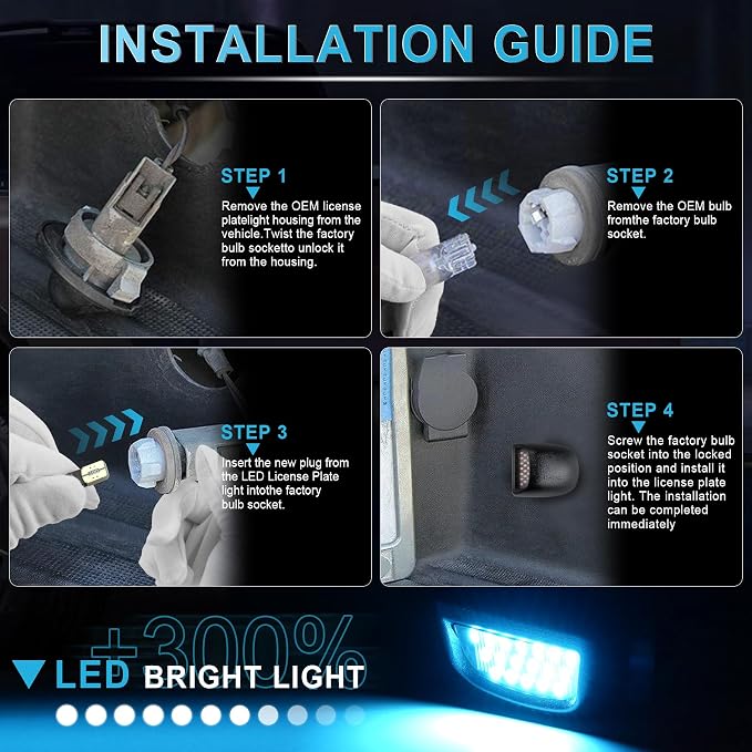LivTee LED License Plate Light Assembly, Tag Light Fits Chevy Silverado 1500 2500 3500 1999-2013, Tahoe, Suburban, Fits GMC Sierra, Yukon XL, Cadillac Escalade, Car Accessories, Ice Blue