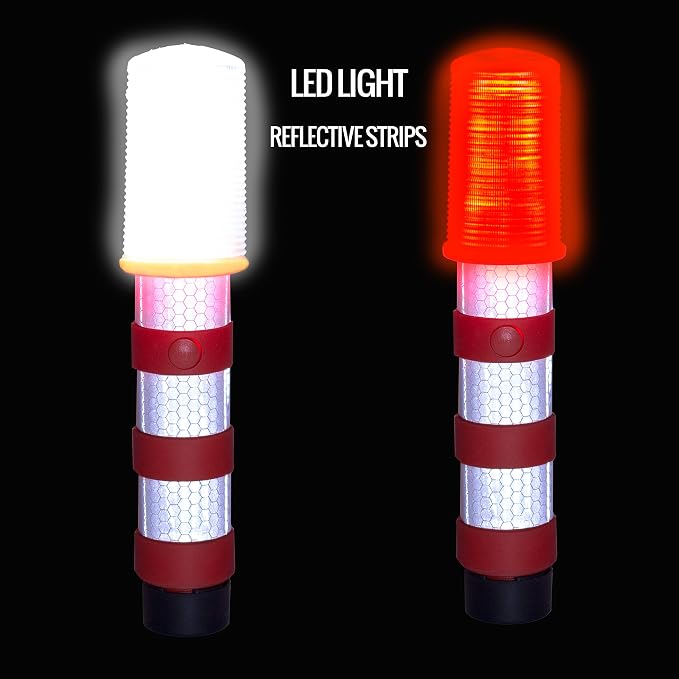 Flare-RD LED Emergency Roadside Flare Safety Beacon Strobe Light Kits (Red)