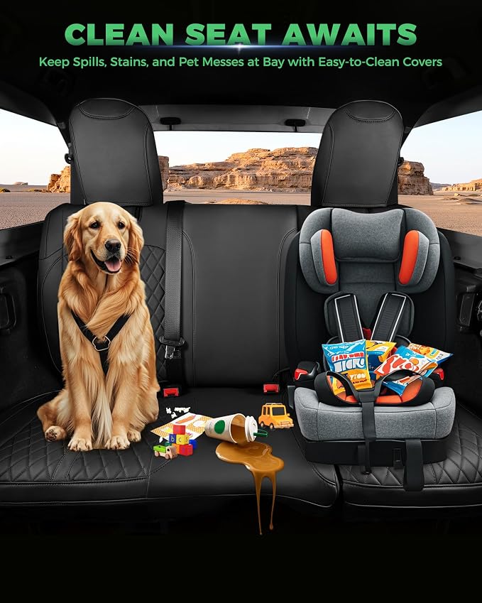 for Jeep Wrangler Seat Covers 4Door JK 2013 2014 2015 2016 2017, Custom Fit Car Seat Cover Full Set, Luxury Leather Seat Protectors, Waterproof SUV Interior Cushions Accessories, Black