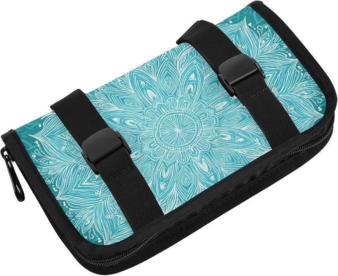 Car Tissue Holder Car Napkin Holder Tissue Box Dispenser Storage Case Sun Visor Mask Holder Accessories with Adjustable Straps Reusable Refillable Vintage Turquoise Mandala