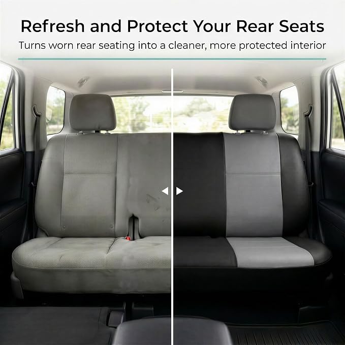FH Group Car Seat Covers Classic PU Leather Split Bench Car Seat Cover – Universal Fit for Cars Trucks & SUVs (Black/Gray)
