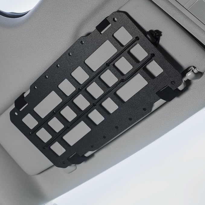 LIVANS Car Sun Visor Organizer Rigid Molle Panel, Fit Most Vehicles | 12x6.3" Visor Accessories, Modular Vehicle Visor Holder, for Tactical Gears &Molle Pouches