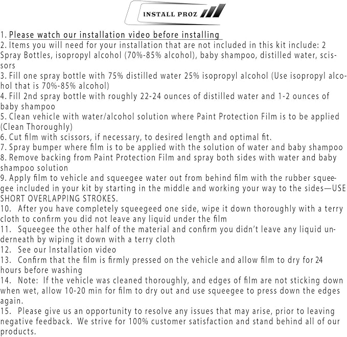 * Self-Healing Clear Paint Protection Film Kits (Bundle 12"x108" Hood Strip, Door Edge, Door Cup)