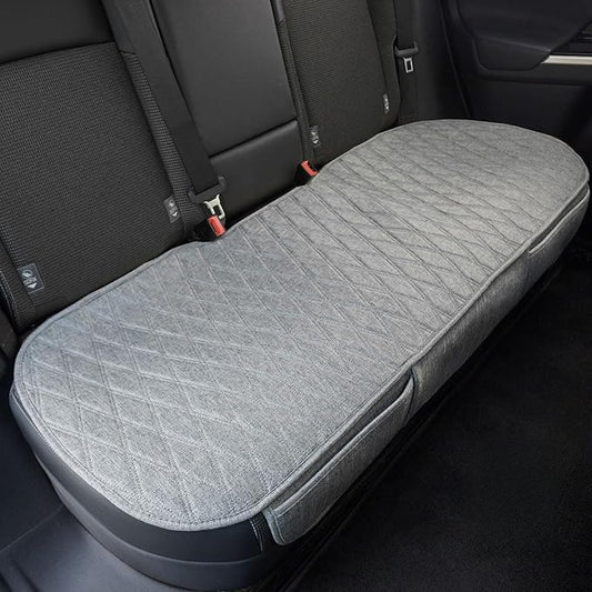 Leader Accessories Faux Linen Rear Bench Seat Cover, Size S, Grey | Breathable Back Seat Protector With Non-Slip Bottom, Diamond Stitched Bench Seat Cushion for Vehicles Cars Van SUV Truck