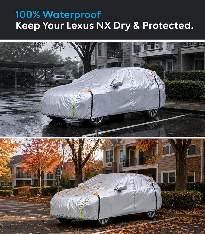 Wigoo Lexus NX200t NX250 NX300 NX350 NX450h Car Cover 2014-2026, Custom Fit SUV Cover, Waterproof All-Weather Outdoor Protection, UV Rain Snow Dust Protection, Paint-Safe Lining, Door Zipper