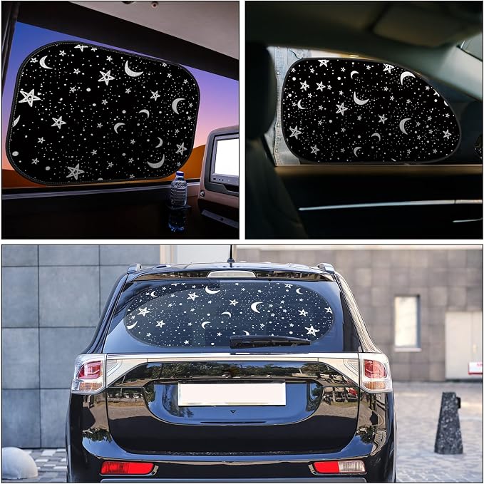 Moukeren 6 Pieces Car Windshield Sunshade Cover Set Car Window Sun Shades UV Rays Sun Visor Protector Auto Windshield Sunshades Cover for Van SUV Truck(Star)