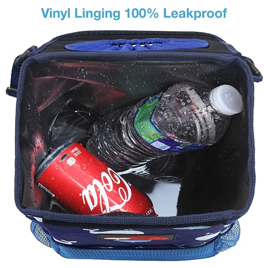 EPAuto Waterproof Car Trash Can with Lid and Pockets, 1.8 Gal, Blue | Leakproof, Collapsible Multipurpose Car Bin with 3 Side Storage Pockets, Adjustable Straps