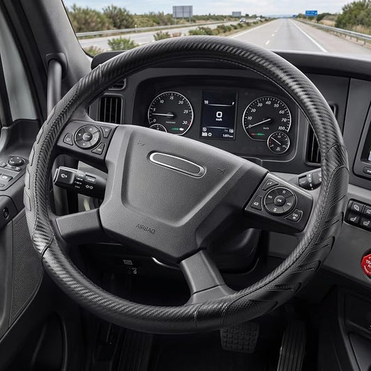 West Llama Semi Truck Steering Wheel Cover, Universal Fit 17.5-18 Inch Large Steering Wheels for RV, Big Rig, 18 Wheeler, Commercial Trucks and Buses (Extra Large Size-Black)