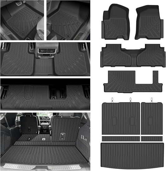 Floor Mats for 2021-2025 2026 Chevrolet/Chevy Tahoe & GMC Yukon (Not for Yukon XL, Only for 8 Seats), All Weather Cargo Liner for Tahoe Accessories, Heavy Duty TPE Cargo Mats, Car Accessories