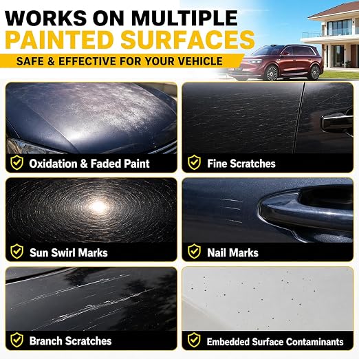 NanoPolix Car Scratch Remover, 100g Car Paint Repair Paste for Light Scratches, Swirl Marks, Scuffs & Water Spots, Polishing Compound, Safe for Most Automotive Paint Colors with Sponge & Cloths