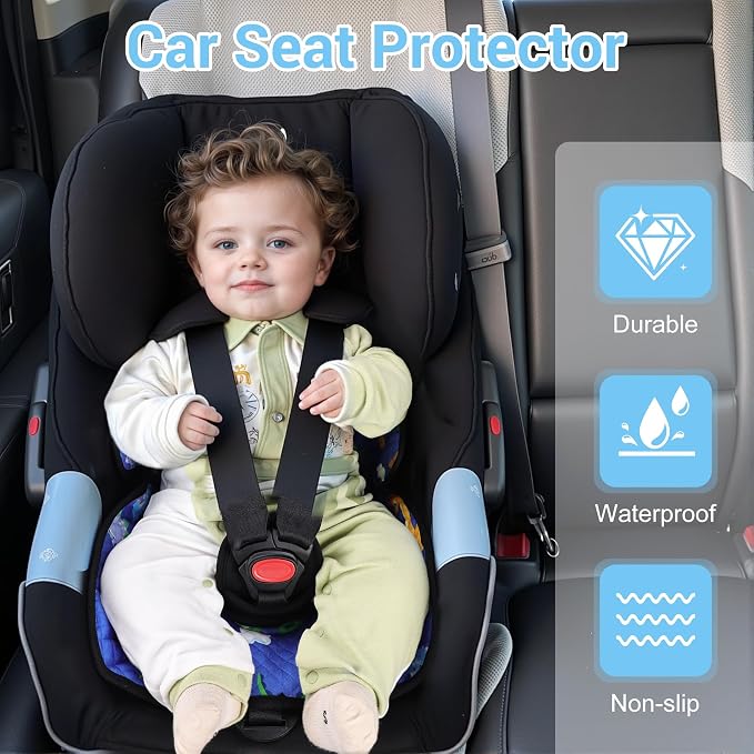 2 Pack Car Seat Protector for Potty Training, Waterproof Piddle Pad with 360° Leak-Proof & Non-Slip Backing, Portable Seat Cover for Toddler, Fits Car Seats Strollers High Chairs(Blue, 2PC)