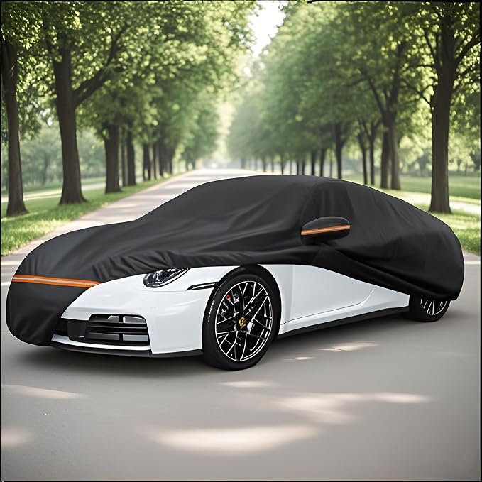 Amooca Heavy-Duty Car Covers Custom Fit for Porsche 911 (1998-2025) Waterproof Sun-Proof All Weather for Automobiles Snow Cover 420D with Door Zipper Cotton Lining