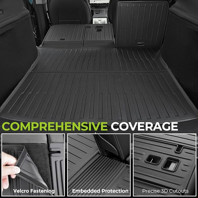 Floor Mats for 2025 2026 Tesla Model Y Juniper, 8PCS All Weather Full Set Cargo Liners Accessories, 3D TPE Odorless Trunk Frunk Rear Mats & Trunk Sill Guard for 5-Seater (Not Fit Standard-YL-7-Seat)