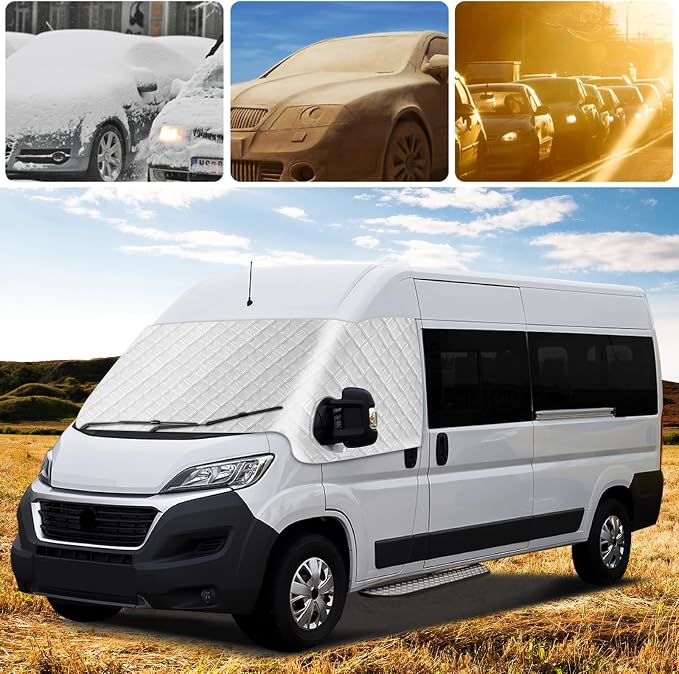 Windshield Sun Shade for 2014-2026 Dodge Ram Promaster, External 5-Layer Reflective Sunshade for 2014-2026 Dodge Ram Promaster
