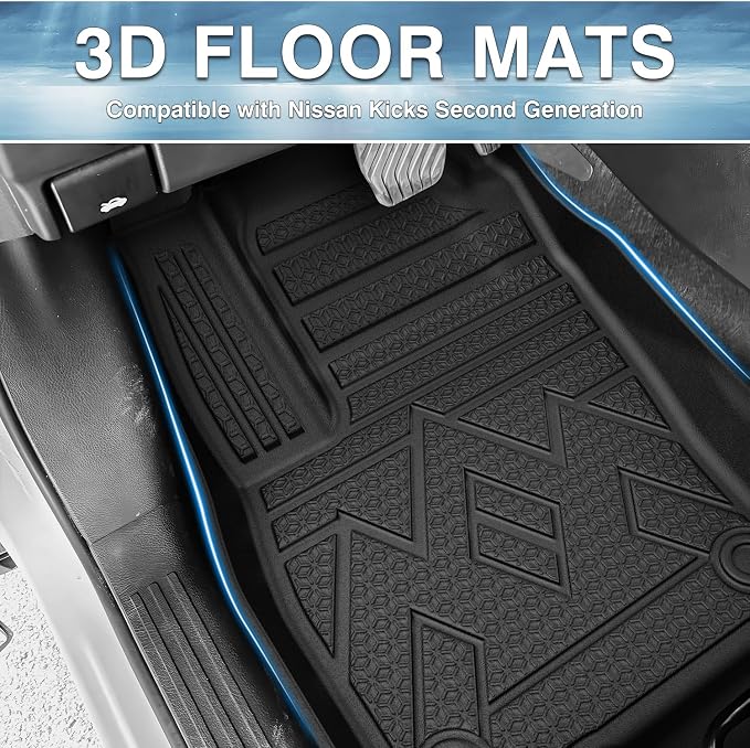 Mixsuper Floor Mats for N-issan Kicks S 2025 2026, All Weather Floor Liners for NIS-san Kicks Accessories, Durable 1st and 2nd Row Set Black