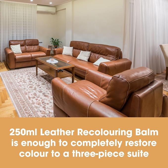 Furniture Clinic Leather Easy Restoration Kit | with Leather Recoloring Balm, Cleaner, Sponge, and Cloth | Leather Repair Kit for Scratched and Faded Furniture (Tan)