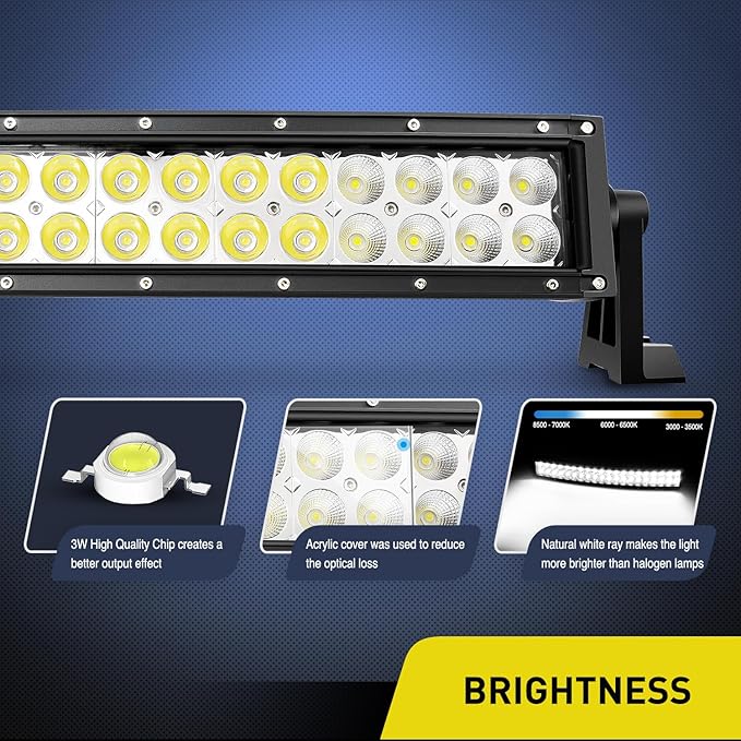 Nilight - 70015C-A LED Light Bar 22Inch 120W Curved Spot Flood Combo LED Driving Lamp Off Road Lights LED Work Light for Trucks Boat Jeep Lamp,2 Years Warranty