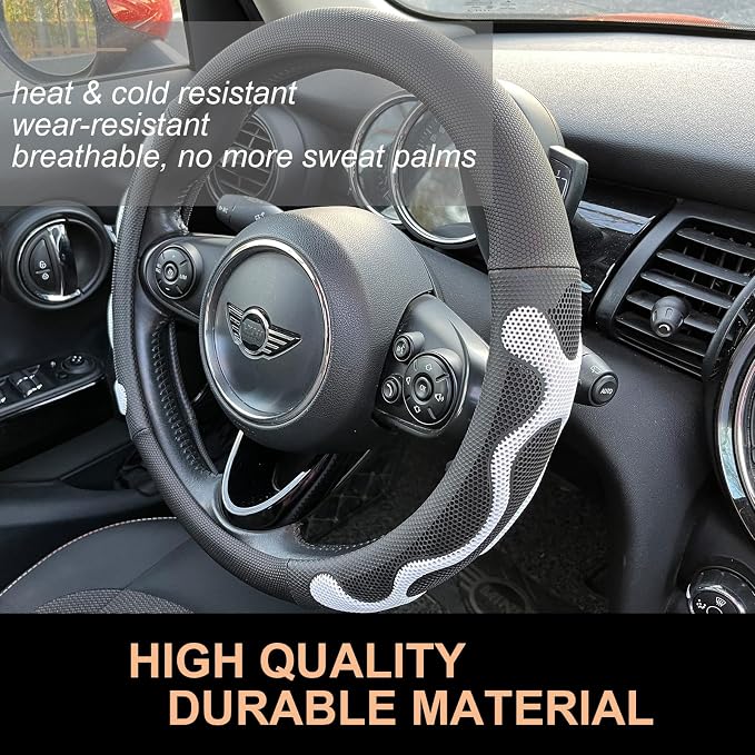 PINCTROT Large Size Comfy Grip Steering Wheel Cover, Anti-Slip Design, 15.5-15.75 Inch(Silicone White)