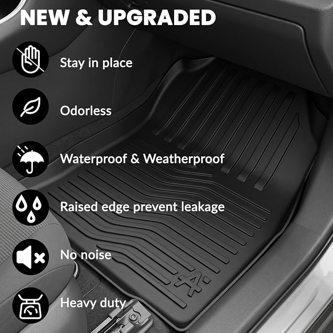 Auxko All Weather Floor Mats Cargo Mat with Backrest Mat for 2026 Toyota RAV4 Hybrid(Not for Phev Fits w/or w/o subwoofer) All Season TPE Accessories Odorless Anti-Slip