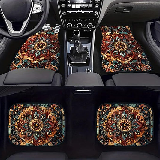 Car Floor Mats Non-Slip Automotive Floor Mats All-Weather Front Rear Car Floor Foot Mat Sets of 4 Pieces Foot Mats Rugs Carpet for Car Trucks SUV Sedans (FUGU-01)