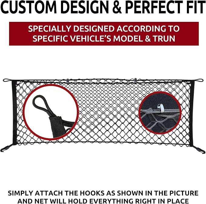 Envelope Style Trunk Mesh Cargo Net for Lexus RX300-450 2010-2025, Automotive Exterior Accessories - Premium Car Storage Organizers, Cargo Bed Net for Pickup Truck, Smart Vehicle Storage Organizer
