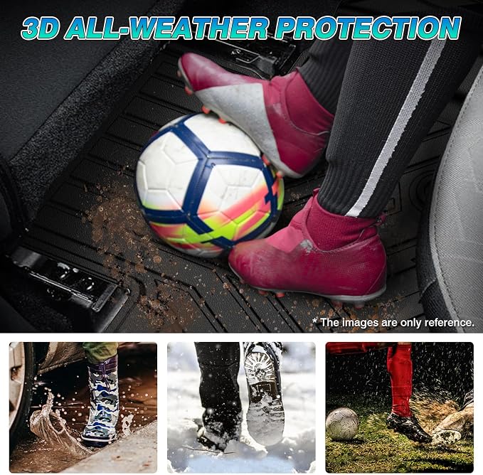T TGBROS Floor Mats for 2016-2023 Toyota Tacoma Double Cab (Only for Automatic) with Anti Slip Driver Pad Door Sill Protector, All Weather TPE Front Floor Liners Non Slip Mat Entry Guard 7PCS