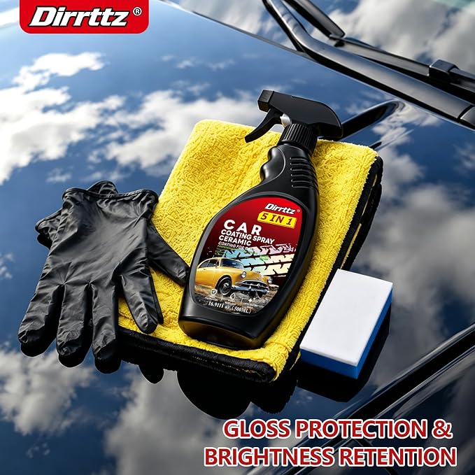 Ceramic Coating for Cars, 16.91 Fl Oz Car Wax Coating Spray, Quick Detailer Spray Wax, Car Wax Spray for Hydrophobic Water Beading, Deep Gloss Shine & Paint Protection for Trucks, RVs & Boats