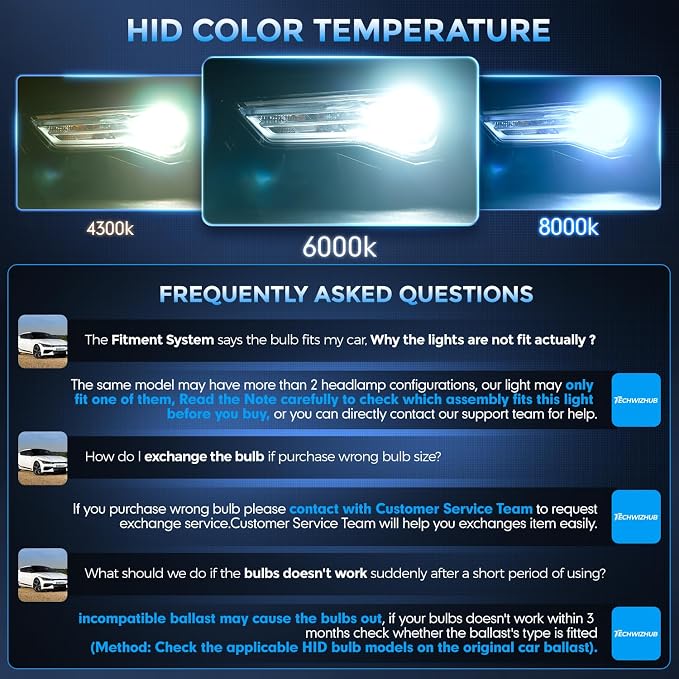 D4S Xenon HID bulb, 6000K 35W Cool White High Low Beam, Replacement 66440 42402 42402WX for D4S HID Bulb Xenon, Plug and Play, Pack of 2