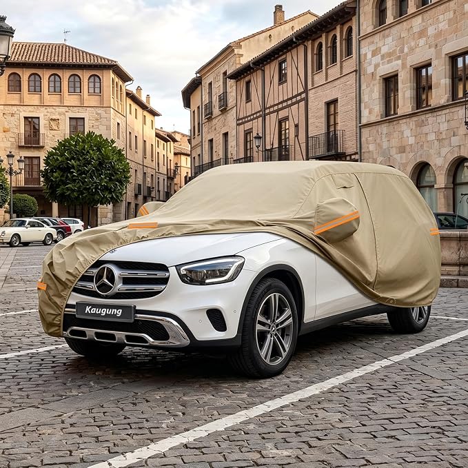 Kaugung Custom Fit Car Cover for Mercedes Benz GLC300 GLC350e GLC43 GLC63 (2016-2026), Heavy Duty All Weather Waterproof Outdoor SUV Cover with Driver Door Zipper, Mirror Pockets & Air Vents