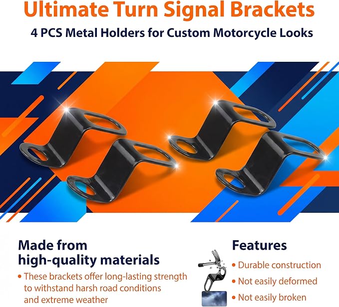 4 PCS Motorcycle Turn Signal Mounting Brackets, Motorcycle Turn Light Support Holder Stand，12mm Hole Indicator Relocation Bracket, L Shape Shock Brackets Metal Holder for Harley, Honda, Suzuki