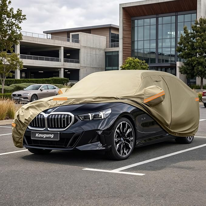 Kaugung Custom Fit Car Cover for BMW 5 Series 528i 530 530i 535i 540i M5 (1988-2026), Heavy Duty All Weather Waterproof Outdoor Cover with Driver Door Zipper, Mirror Pockets & Air Vents