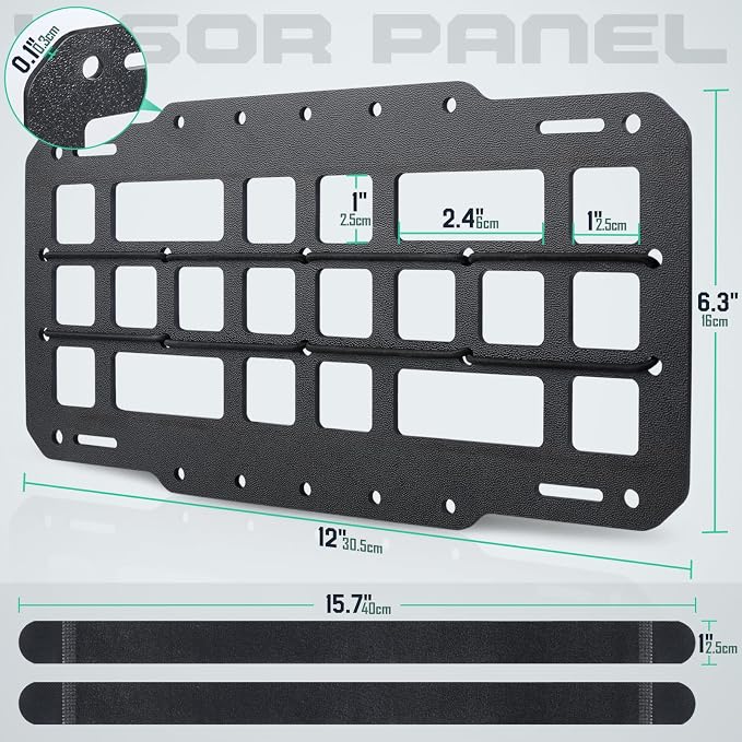 LIVANS Car Sun Visor Organizer Rigid Molle Panel, Fit Most Vehicles | 12x6.3" Visor Accessories, Modular Vehicle Visor Holder, for Tactical Gears &Molle Pouches