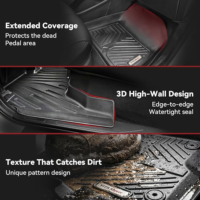 YITAMOTOR Floor Mats Compatible with Honda Accord 2023 2024 2025 2026 (Gasoline & Hybrid), All-Weather Custom Fit Car TPE Floor Mats & Cargo Trunk Liners Accessories, 1st & 2nd Row, Black
