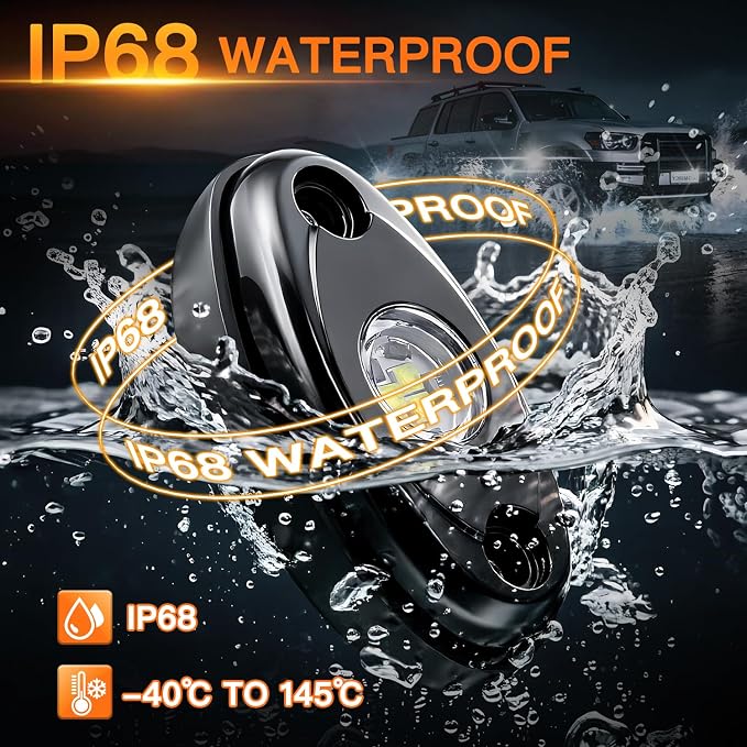 White Rock Lights,LEDMIRCY R1 LED Pure White Rock Lights 16PCS with Rocker Switch Wire Harness Kit Super Brigh Luces para Carro for Trucks ATV UTV Off Road Boat High Power Light Waterproof Shockproof