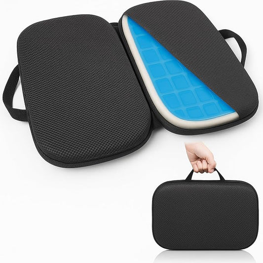 Sojoy 3 in 1 Foldable Gel Seat Cushion Featured with Memory Foam Breathable Seat Cushion for Pressure Relief (Size: 18.5“ x 15" x 2"，Black Mesh)