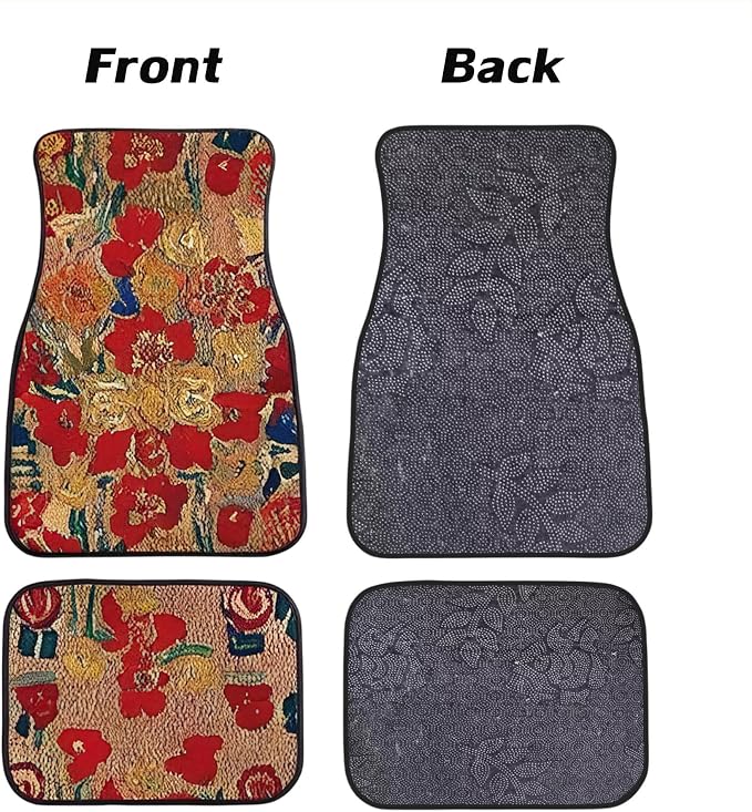 Car Floor Mats Non-Slip Automotive Floor Mats All-Weather Front Rear Car Floor Foot Mat Sets of 4 Pieces Foot Mats Rugs Carpet for Car Trucks SUV Sedans (Fangao-02)