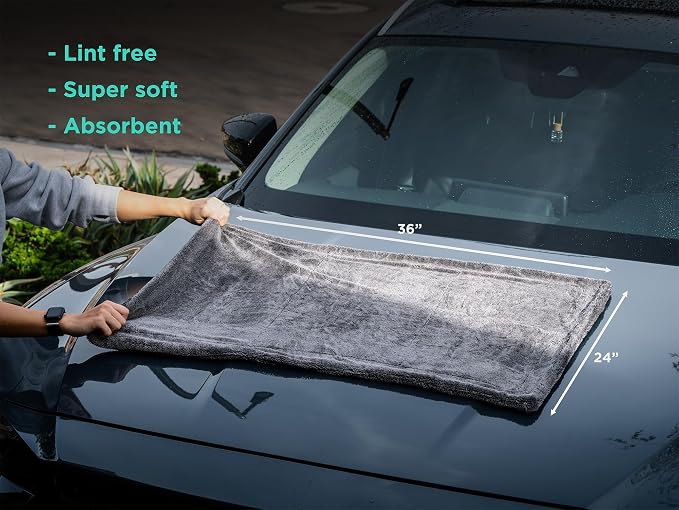 Drying Microfiber Towel Large 24x35 Inch 1400 GSM, Edgeless Scratch-Free, Twisted Loop, Super Absorbent, Professional Grade Material, Heavy-Duty, Soft Durable, Car Drying Towel,
