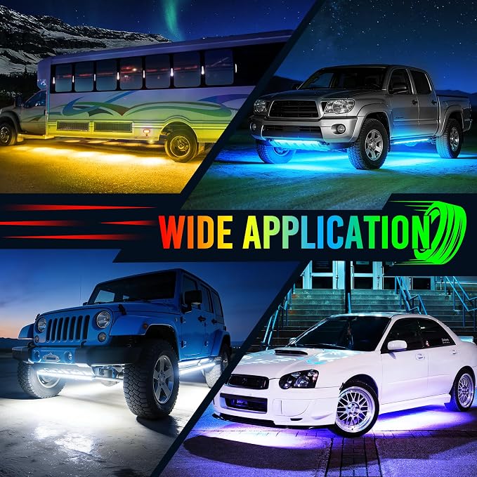 MICTUNING N8 RGBW Aluminum LED Car Underglow Light Kit, Two LED Strip 24 Inch, Can be Expanded