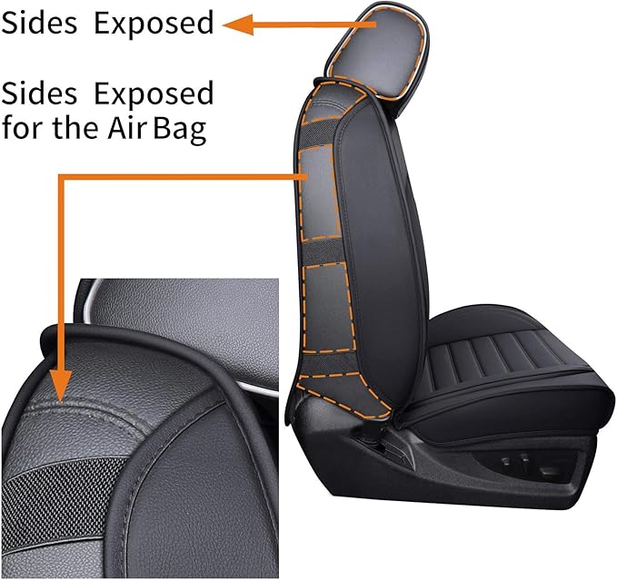 YIERTAI for Chevy Chevrolet Silverado GMC Sierra Car Seat Covers Fit 2007-2023 2024 2025 2026 1500/2500/3500HD Truck Waterproof Leather Crew Double Extended Cab Covers(5 PCS Full Set/Black)
