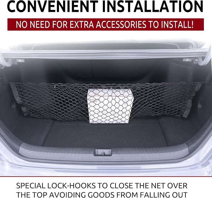 Envelope Style Automotive Elastic Trunk Mesh Cargo Net for Honda Accord 2023-2026 - Premium Trunk Organizer and Storage - Luggage Net for Sedan - Best Car Organizer for Honda Accord Hybrid