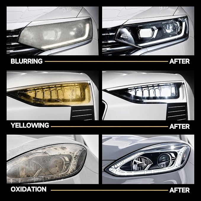 Callmynm Headlight Restoration Kit, 2026 New Car Headlight Cleaner & Restorer Kit, Restores Yellowed & Oxidized Headlights to Like-New Clarity for All Vehicle Types