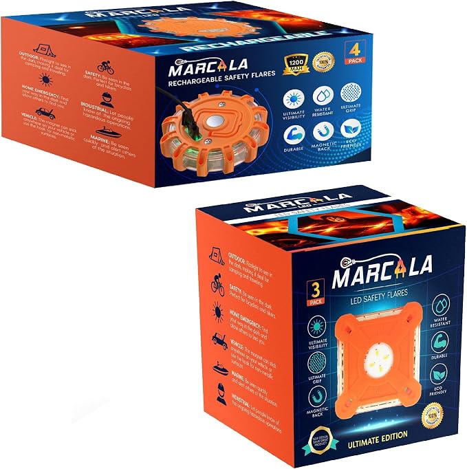 MARCALA V2.0 LED Road Flare 3-Pack & 4-Pack Rechargeable LED Emergency Road Flares | The Best RV Accessories!