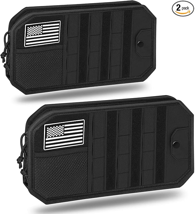 Car Sun Visor Organizer 2 PCS, Multi-Pocket Visor Organizer Storage Pouch | Car Visor Organizer for Cars, SUVs, Trucks with Net Zipper, Elastic Bands, Glasses Clip, Auto Interior Accessories Organizer