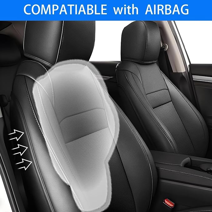 AOMSAZTO Seat Covers for Honda Civic Hatchback 2022-2024 Full Set Black | Custom Fit Sport LX & Hatchback Hybrid Sport Seat Covers, Water Resistant Faux Leather, Pet friendly, Anti-scratch